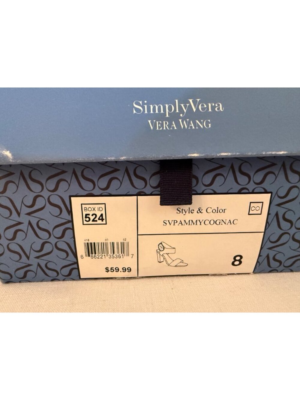 Simply Vera Vera Wang Size 8 Cognac Block Heel Sandals Ankle Strap With Box - Picture 10 of 16